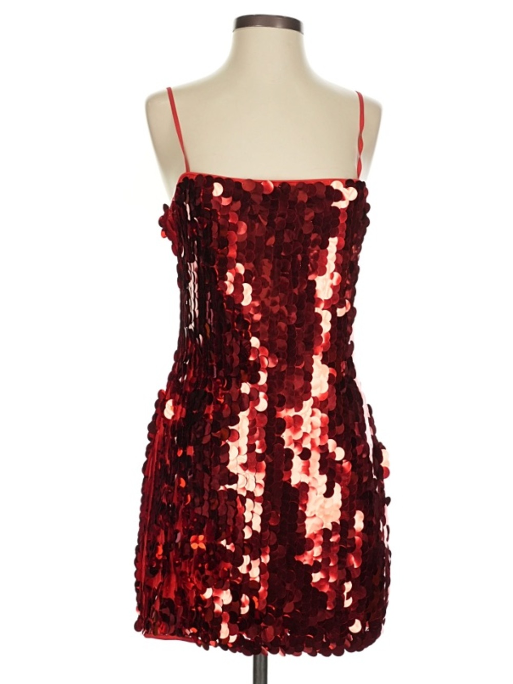 Red Sequin Mini Dress with Spaghetti Straps